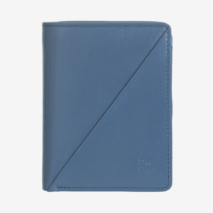 Mały portfel damski DUDU z kolorowej skóry na karty i etui na karty z kieszonką na monety zapinaną na zamek i guzik