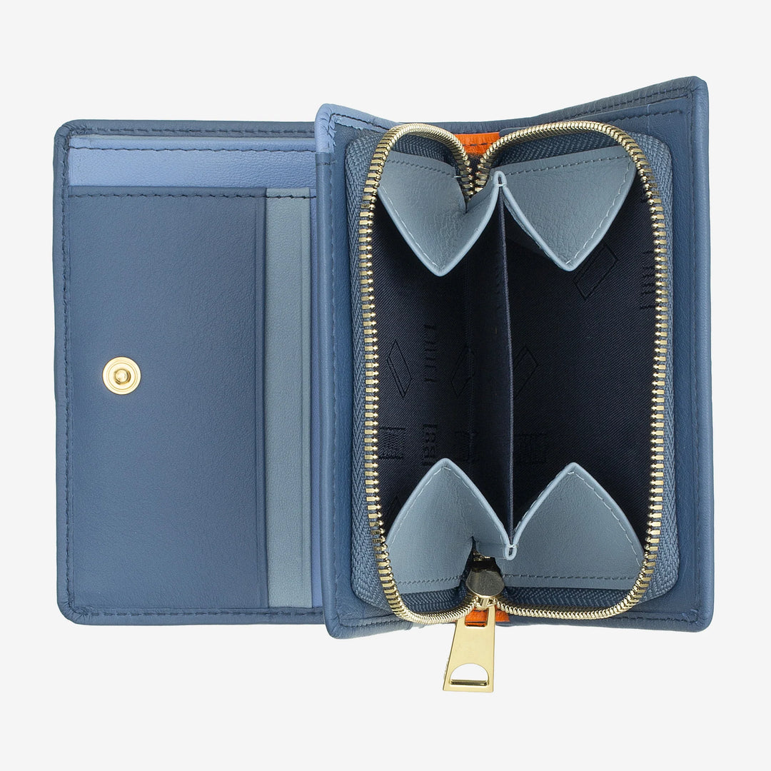 Mały portfel damski DUDU z kolorowej skóry na karty i etui na karty z kieszonką na monety zapinaną na zamek i guzik