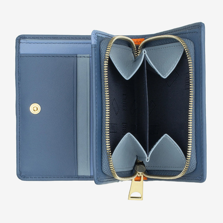 Mały portfel damski DUDU z kolorowej skóry na karty i etui na karty z kieszonką na monety zapinaną na zamek i guzik