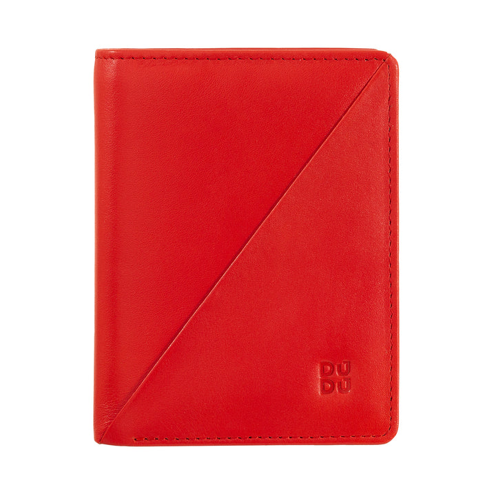 DUDU Kleine damesportemonnee van gekleurd leer Kaart- en kaarthouder met portemonnee met rits en knoop