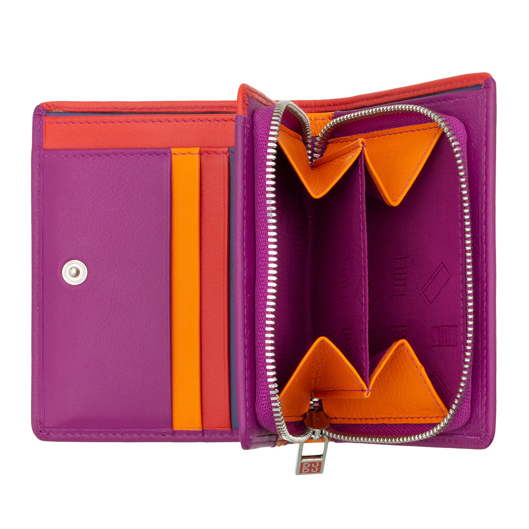 DUDU Cartera Pequeña de Mujer en Piel de Colores Tarjetero y Tarjetero con Cremallera y Botón Monedero