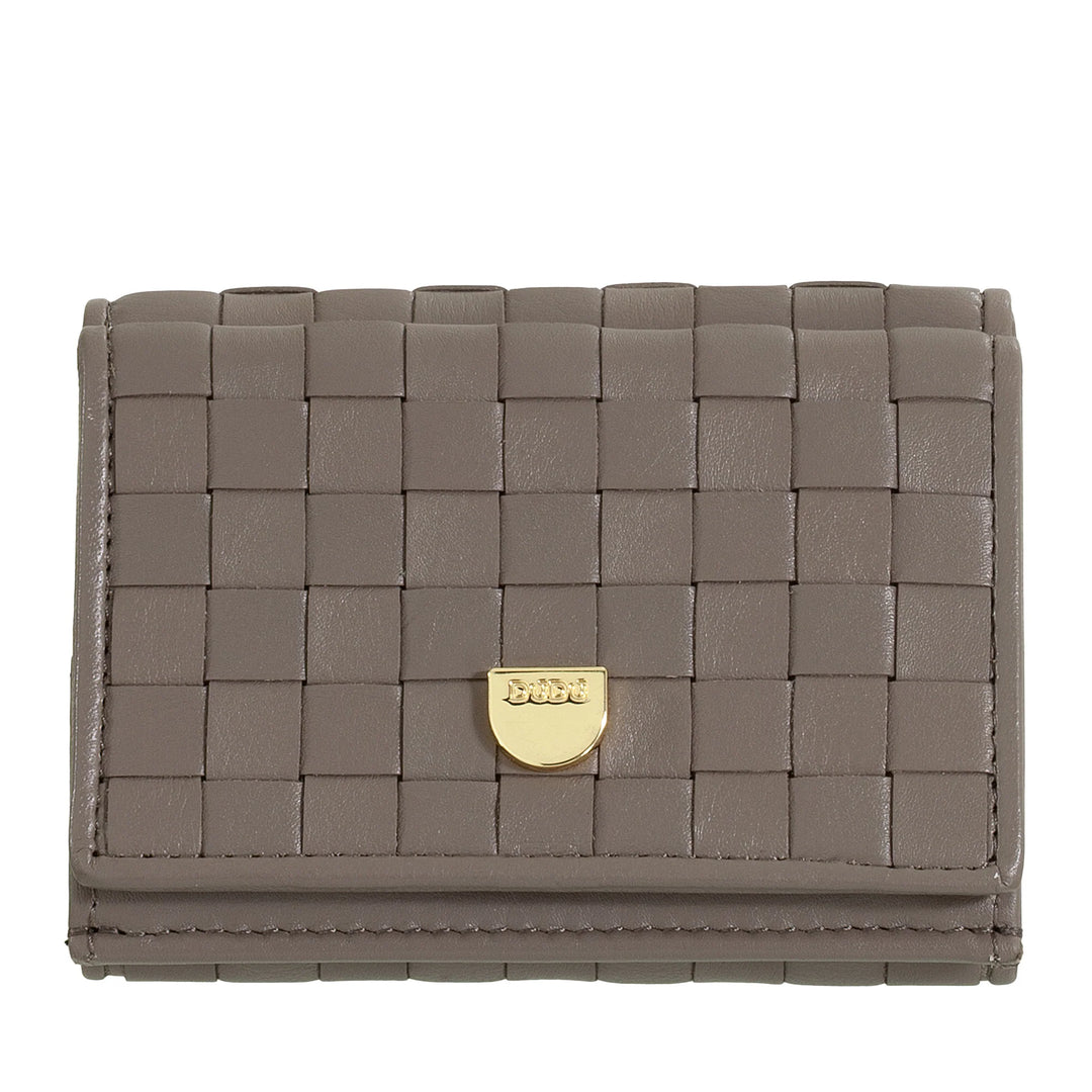 DUDU Portafoglio Piccolo Donna Intrecciato in Pelle con Portamonete - Portafogli in Pelle Intrecciata Porta Carte Compatto Elegante
