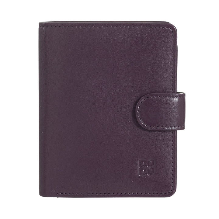 DUDU Women's Wallet in Real Leather Small RFID Leather Card Holder with Zipper Coin Purse Banknotes, External Closure