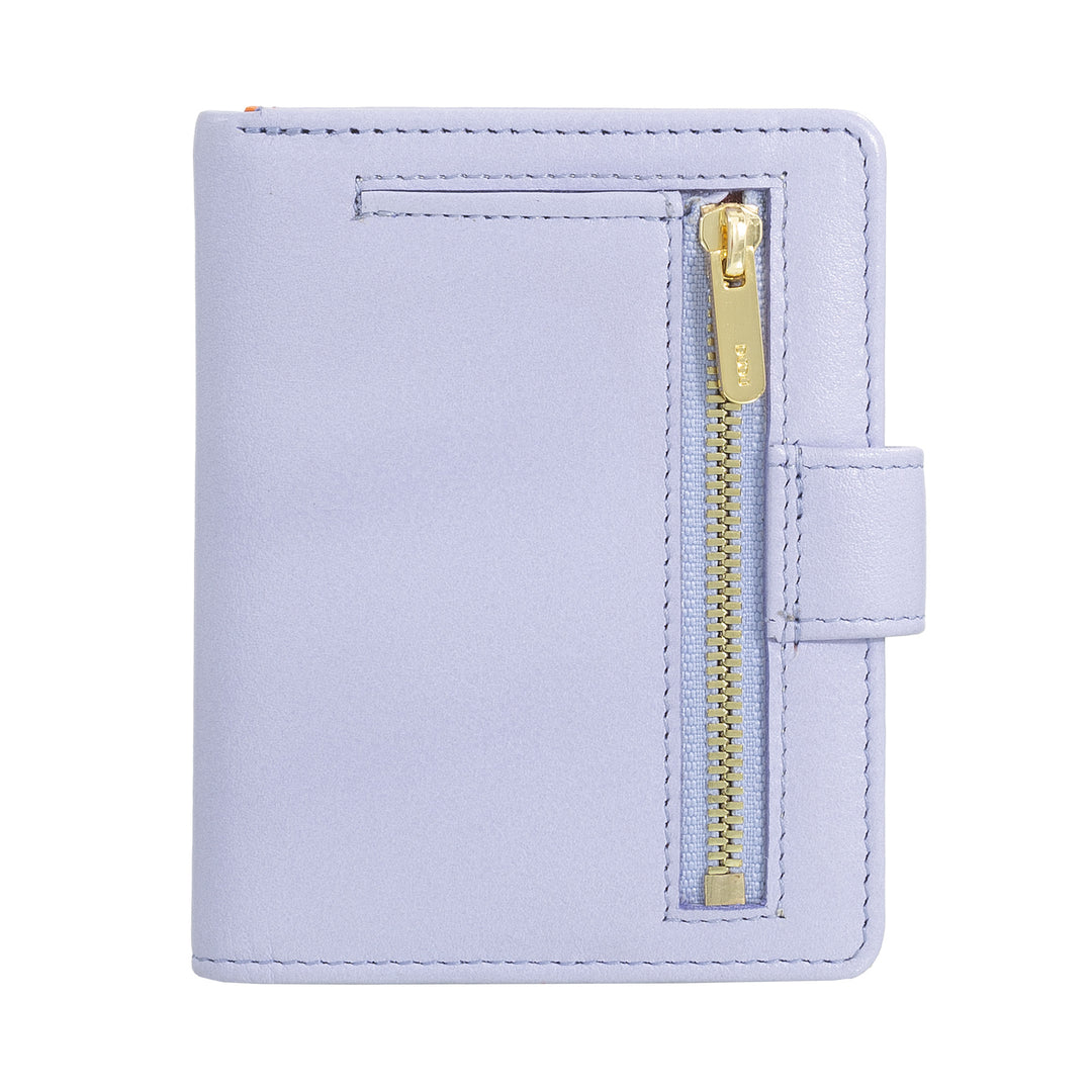 DUDU Women's Wallet in Real Leather Small RFID Leather Card Holder with Zipper Coin Purse Banknotes, External Closure