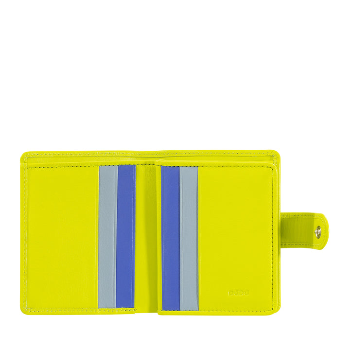 DUDU damesportemonnee van echt leer, kleine RFID-leren kaarthouder met ritssluiting, portemonnee, bankbiljetten, externe sluiting