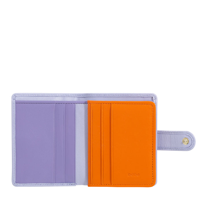 DUDU Women's Wallet in Real Leather Small RFID Leather Card Holder with Zipper Coin Purse Banknotes, External Closure