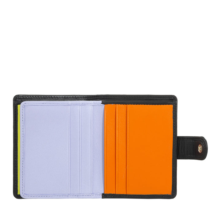 DUDU Women's Wallet in Real Leather Small RFID Leather Card Holder with Zipper Coin Purse Banknotes, External Closure