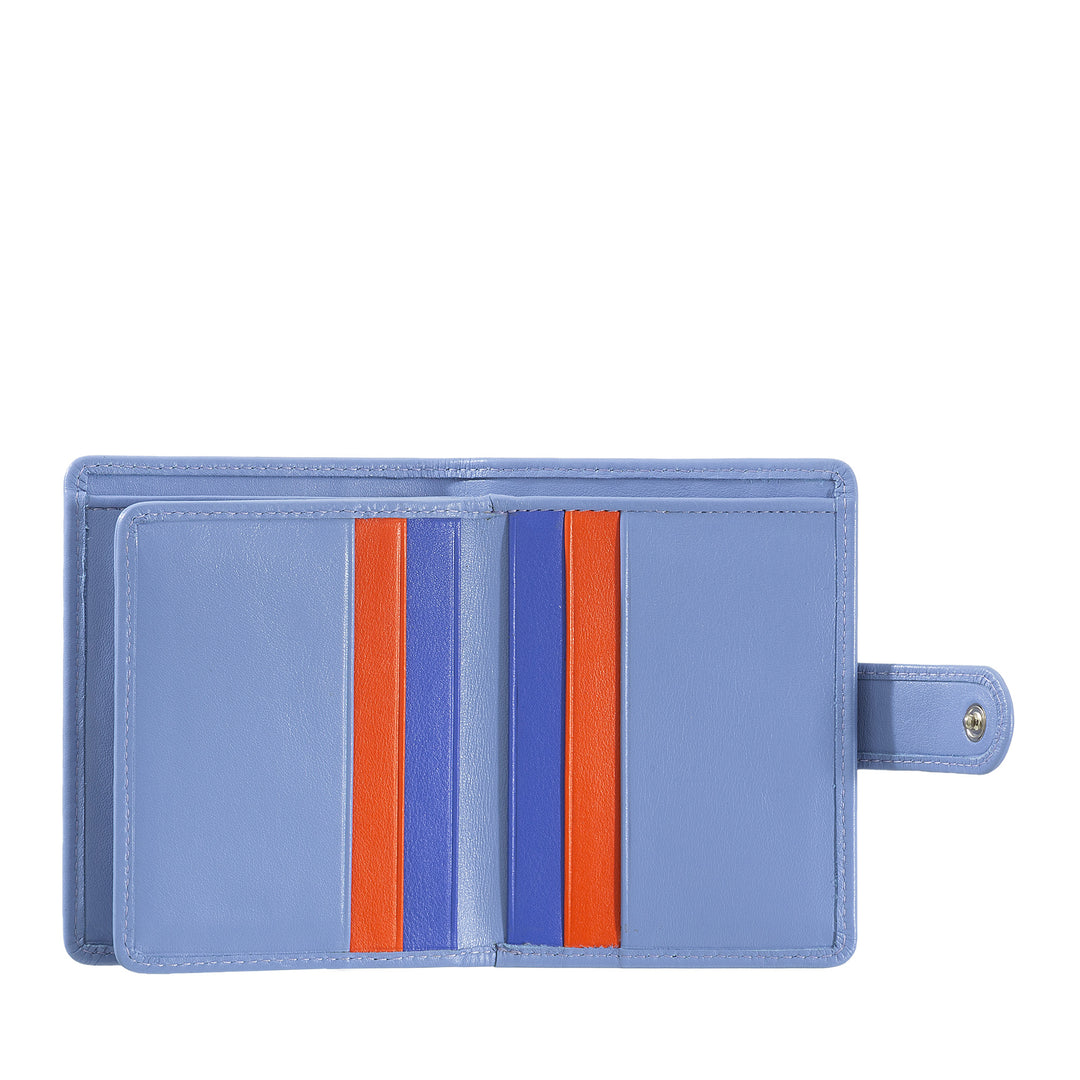 DUDU Women's Wallet in Real Leather Small RFID Leather Card Holder with Zipper Coin Purse Banknotes, External Closure