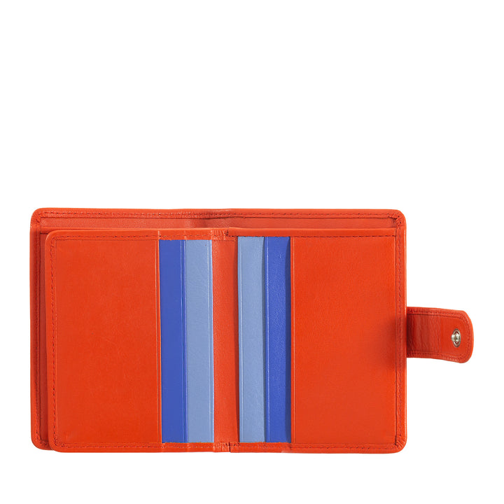 DUDU Women's Wallet in Real Leather Small RFID Leather Card Holder with Zipper Coin Purse Banknotes, External Closure