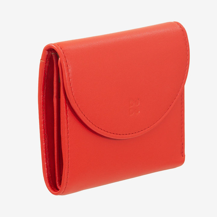 DUDU kleine damesportemonnee van zacht echt leer, kaartvakken, bankbiljethouder, ritssluiting aan de achterkant voor munten, RFID-portemonnees met gekleurde knoopsluiting