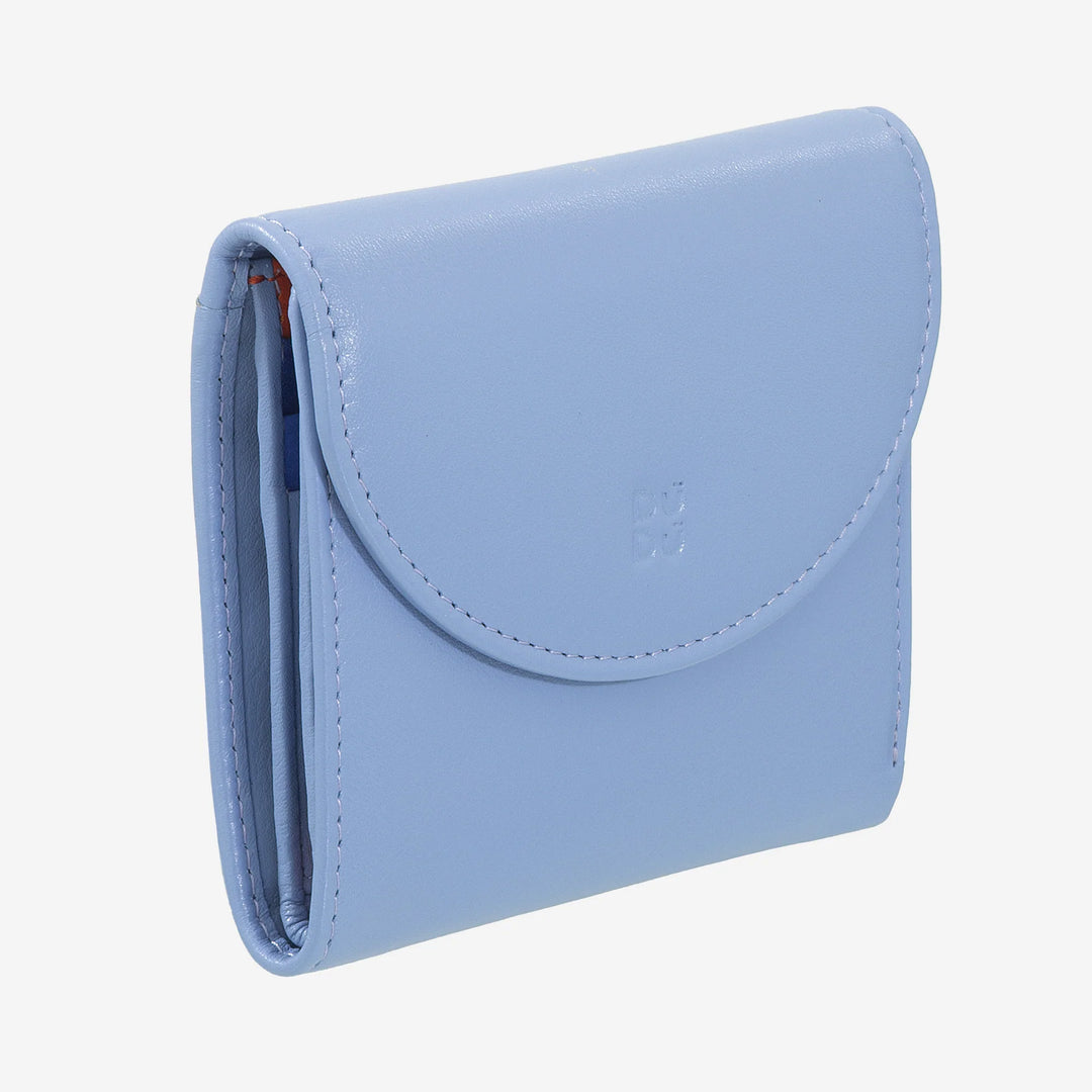 DUDU Kleine Damen-Geldbörse aus weichem Echtleder, Kartenfächer, Geldscheinhalter, Reißverschluss hinten für Münzen, RFID-Geldbörsen mit farbigem Knopfverschluss