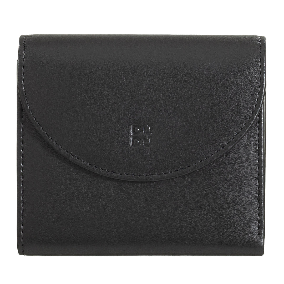 Μικρό γυναικείο πορτοφόλι DUDU από μαλακό γνήσιο δέρμα, τσέπες για κάρτες, θήκη για χαρτονομίσματα, πίσω φερμουάρ για κέρματα, πορτοφόλια RFID με κλείσιμο με έγχρωμο κουμπί