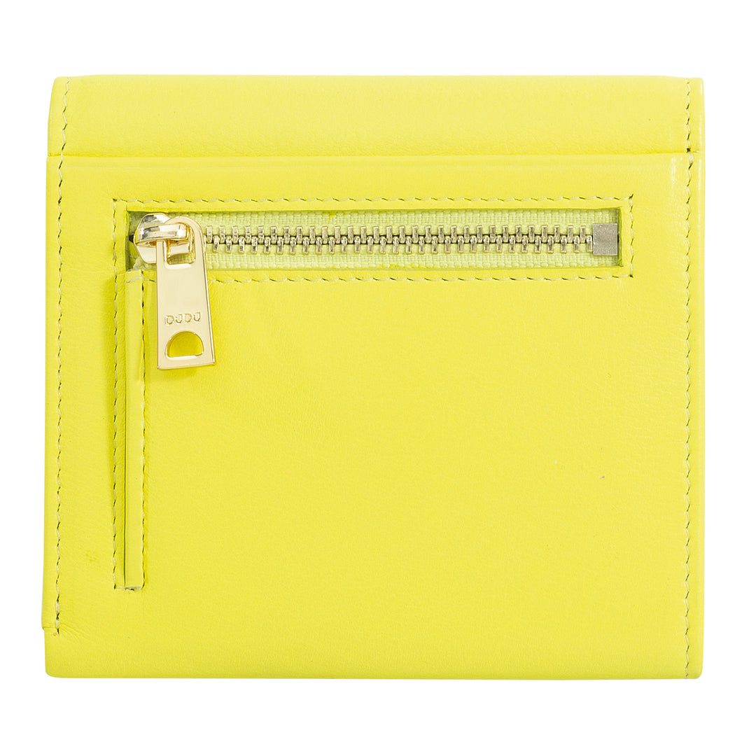 Μικρό γυναικείο πορτοφόλι DUDU από μαλακό γνήσιο δέρμα, τσέπες για κάρτες, θήκη για χαρτονομίσματα, πίσω φερμουάρ για κέρματα, πορτοφόλια RFID με κλείσιμο με έγχρωμο κουμπί