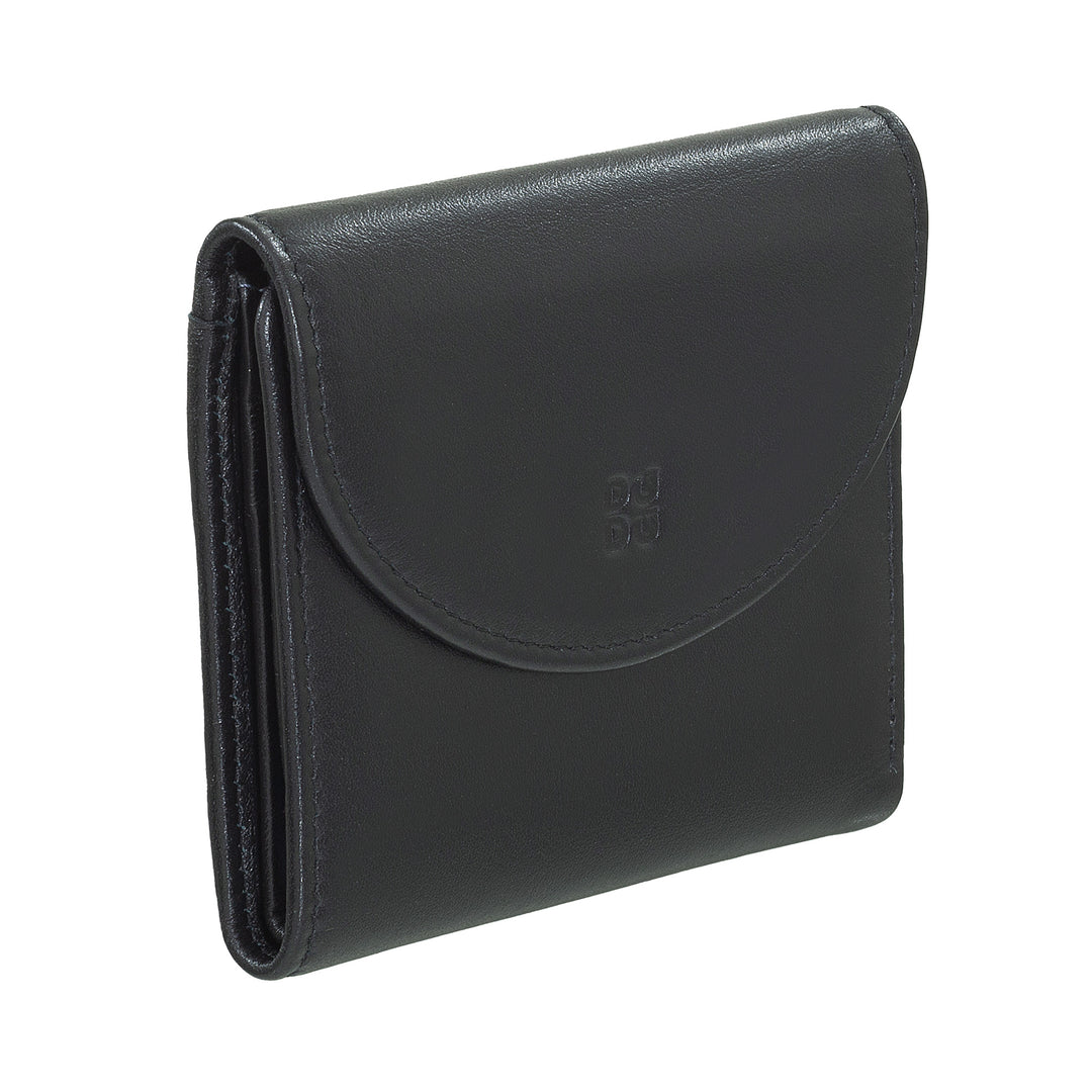 Μικρό γυναικείο πορτοφόλι DUDU από μαλακό γνήσιο δέρμα, τσέπες για κάρτες, θήκη για χαρτονομίσματα, πίσω φερμουάρ για κέρματα, πορτοφόλια RFID με κλείσιμο με έγχρωμο κουμπί