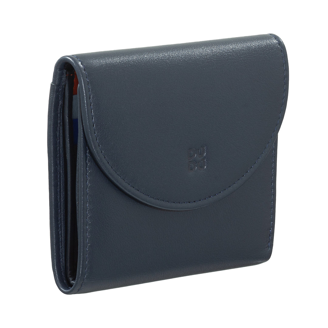 Μικρό γυναικείο πορτοφόλι DUDU από μαλακό γνήσιο δέρμα, τσέπες για κάρτες, θήκη για χαρτονομίσματα, πίσω φερμουάρ για κέρματα, πορτοφόλια RFID με κλείσιμο με έγχρωμο κουμπί