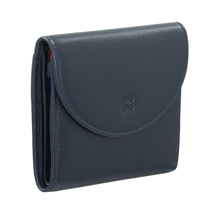 Μικρό γυναικείο πορτοφόλι DUDU από μαλακό γνήσιο δέρμα, τσέπες για κάρτες, θήκη για χαρτονομίσματα, πίσω φερμουάρ για κέρματα, πορτοφόλια RFID με κλείσιμο με έγχρωμο κουμπί