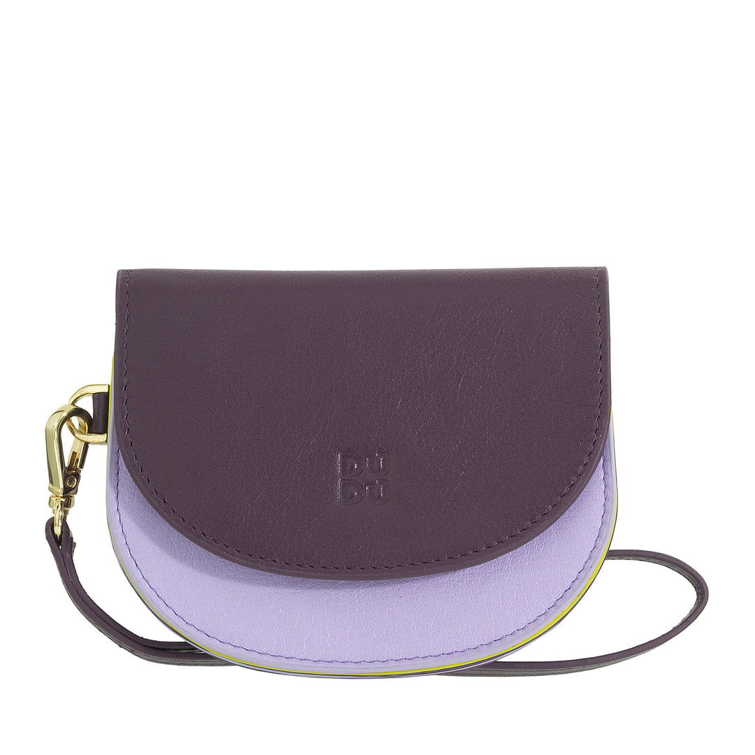 DUDU Women's Leather Wrist Wallet, Small Colorful Wallet Coin Banknote Card Holder with Lanyard