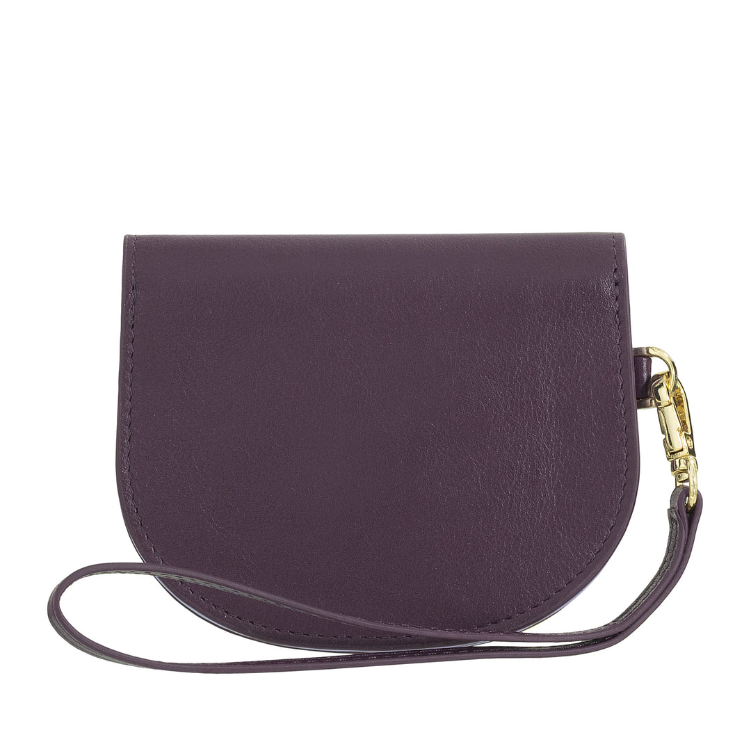 DUDU Women's Leather Wrist Wallet, Small Colorful Wallet Coin Banknote Card Holder with Lanyard