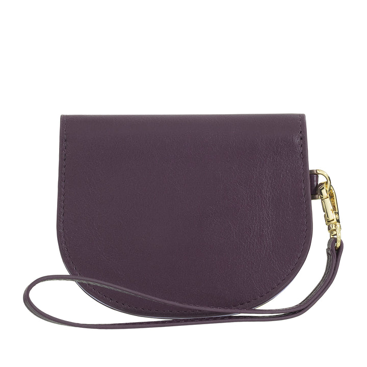 DUDU Women's Leather Wrist Wallet, Small Colorful Wallet Coin Banknote Card Holder with Lanyard