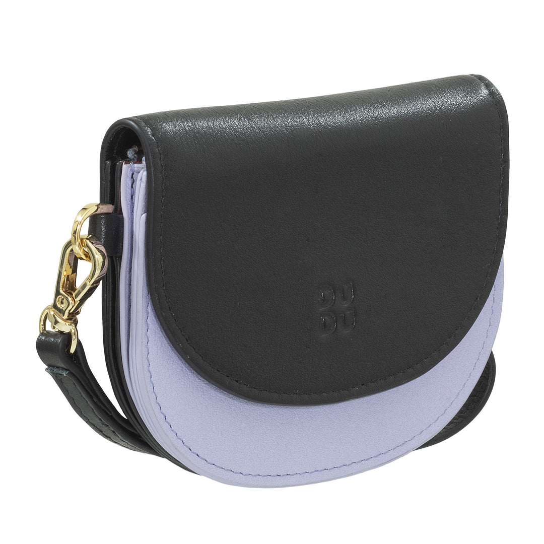 DUDU läderhandsplånbok för kvinnor, liten färgglad plånboksmyntsedelkorthållare med rem