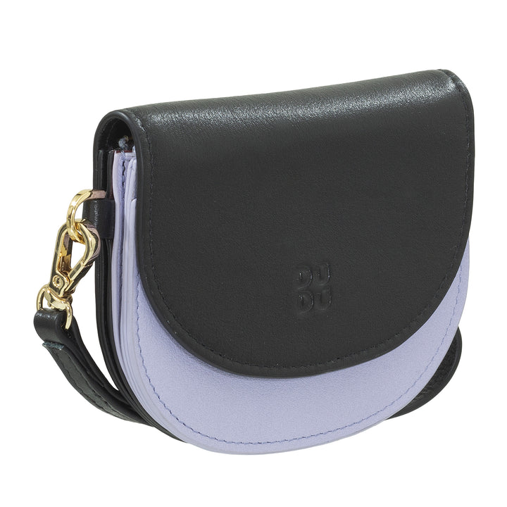 DUDU läderhandsplånbok för kvinnor, liten färgglad plånboksmyntsedelkorthållare med rem