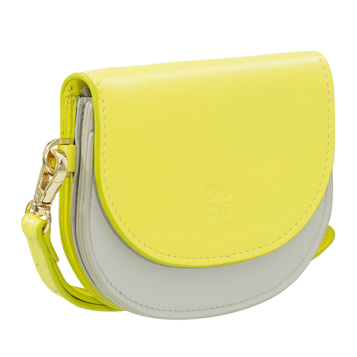 DUDU håndledspung i læder til kvinder, lille farverig tegnebog møntseddelkortholder med snor