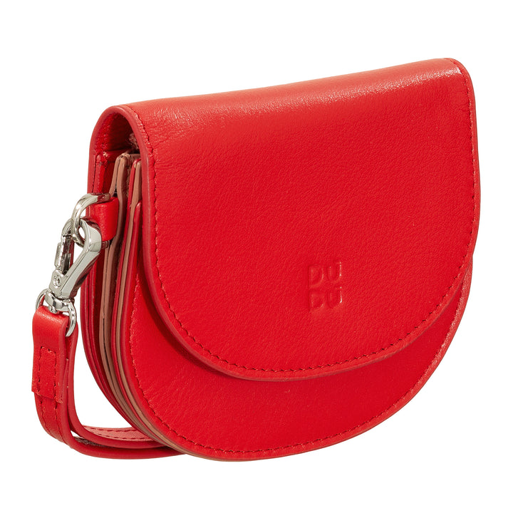 DUDU Women's Leather Wrist Wallet, Small Colorful Wallet Coin Banknote Card Holder with Lanyard