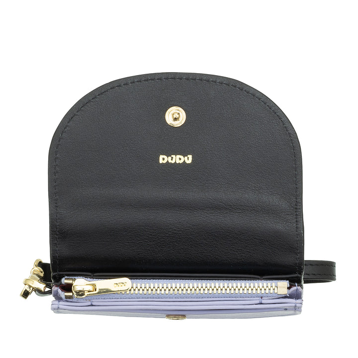 DUDU läderhandsplånbok för kvinnor, liten färgglad plånboksmyntsedelkorthållare med rem