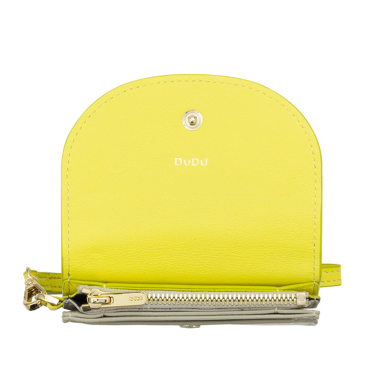 DUDU håndledspung i læder til kvinder, lille farverig tegnebog møntseddelkortholder med snor