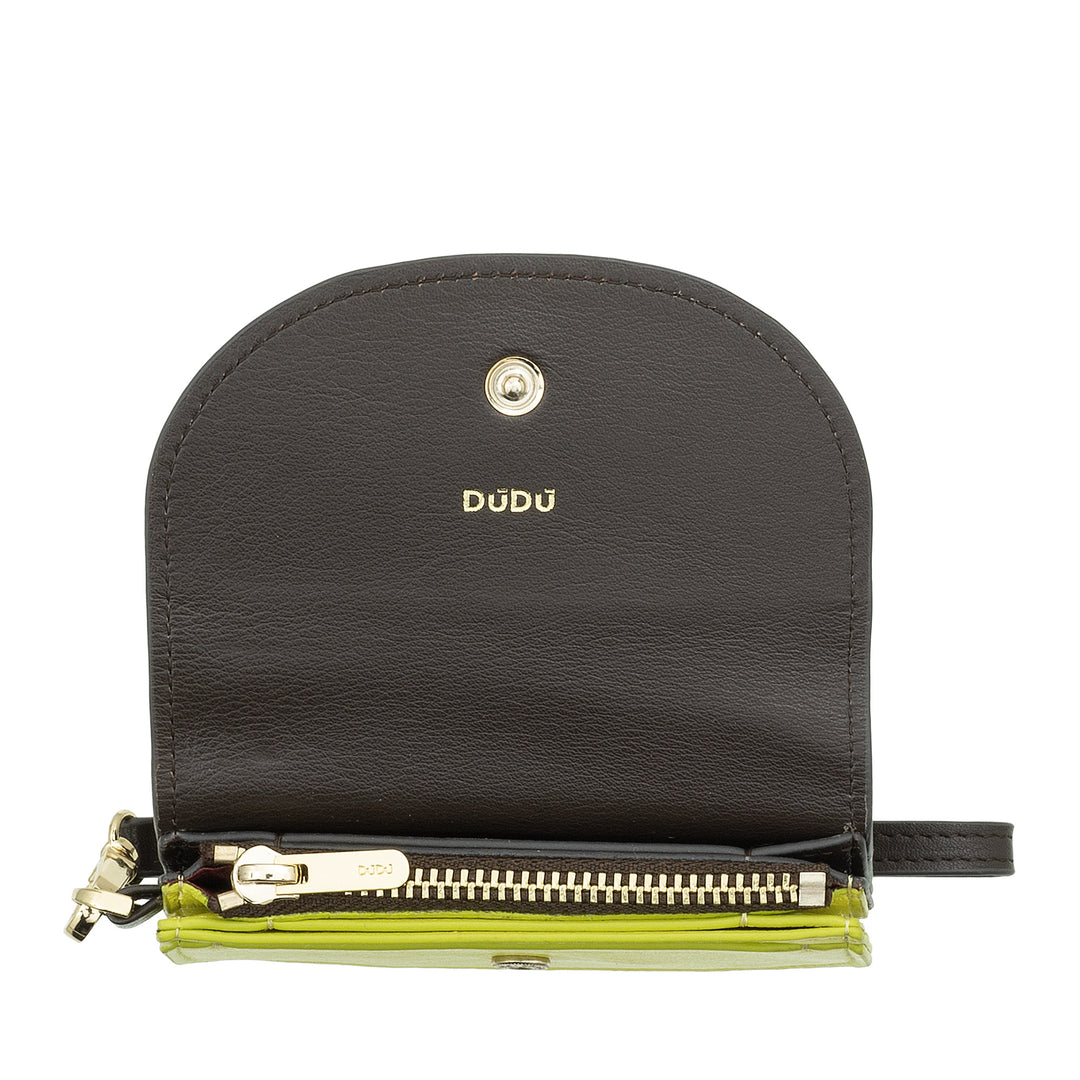 DUDU håndledspung i læder til kvinder, lille farverig tegnebog møntseddelkortholder med snor