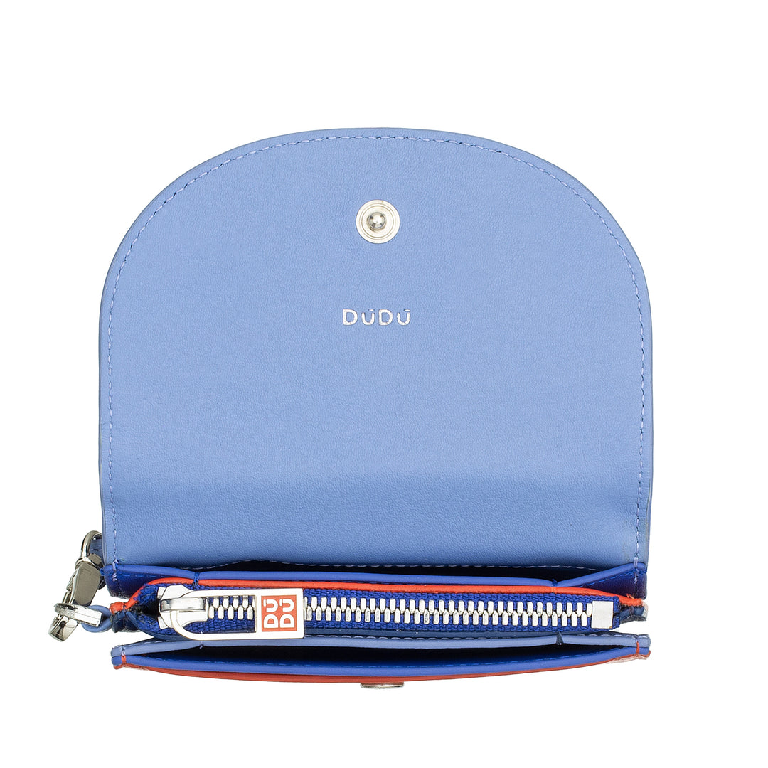 DUDU läderhandsplånbok för kvinnor, liten färgglad plånboksmyntsedelkorthållare med rem
