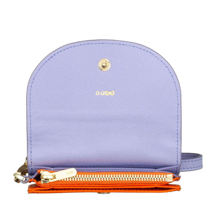 DUDU håndledspung i læder til kvinder, lille farverig tegnebog møntseddelkortholder med snor