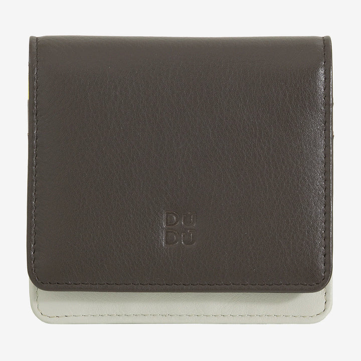 DUDU lille ultrakompakt farverig RFID-beskyttet læderpung til kvinder med indvendig lynlås og 8 kortholdere