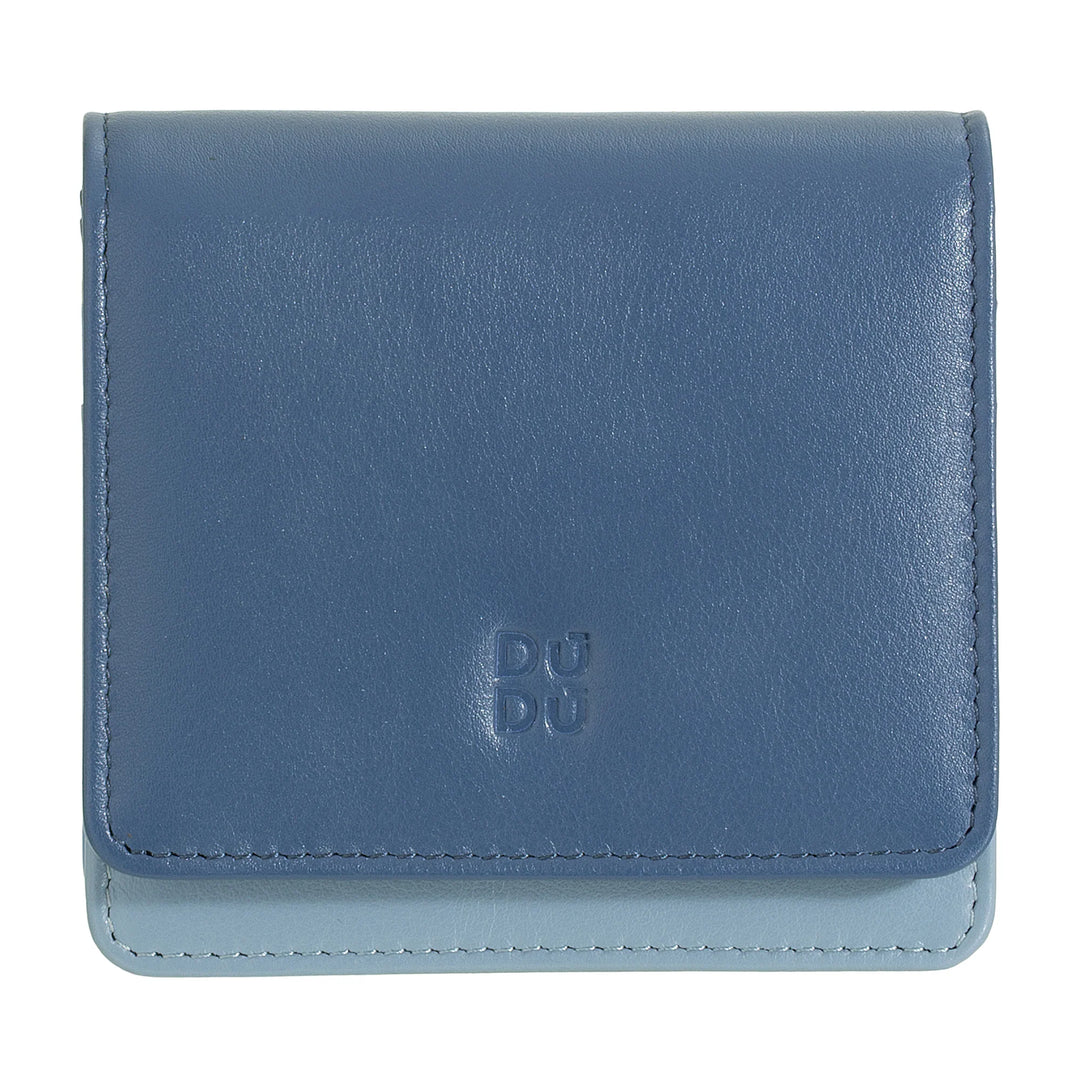 DUDU Portafoglio Donna Piccolo in Pelle Schermato RFID Colorato Ultra Compatto con Zip Interna e 8 Porta Carte Tessere