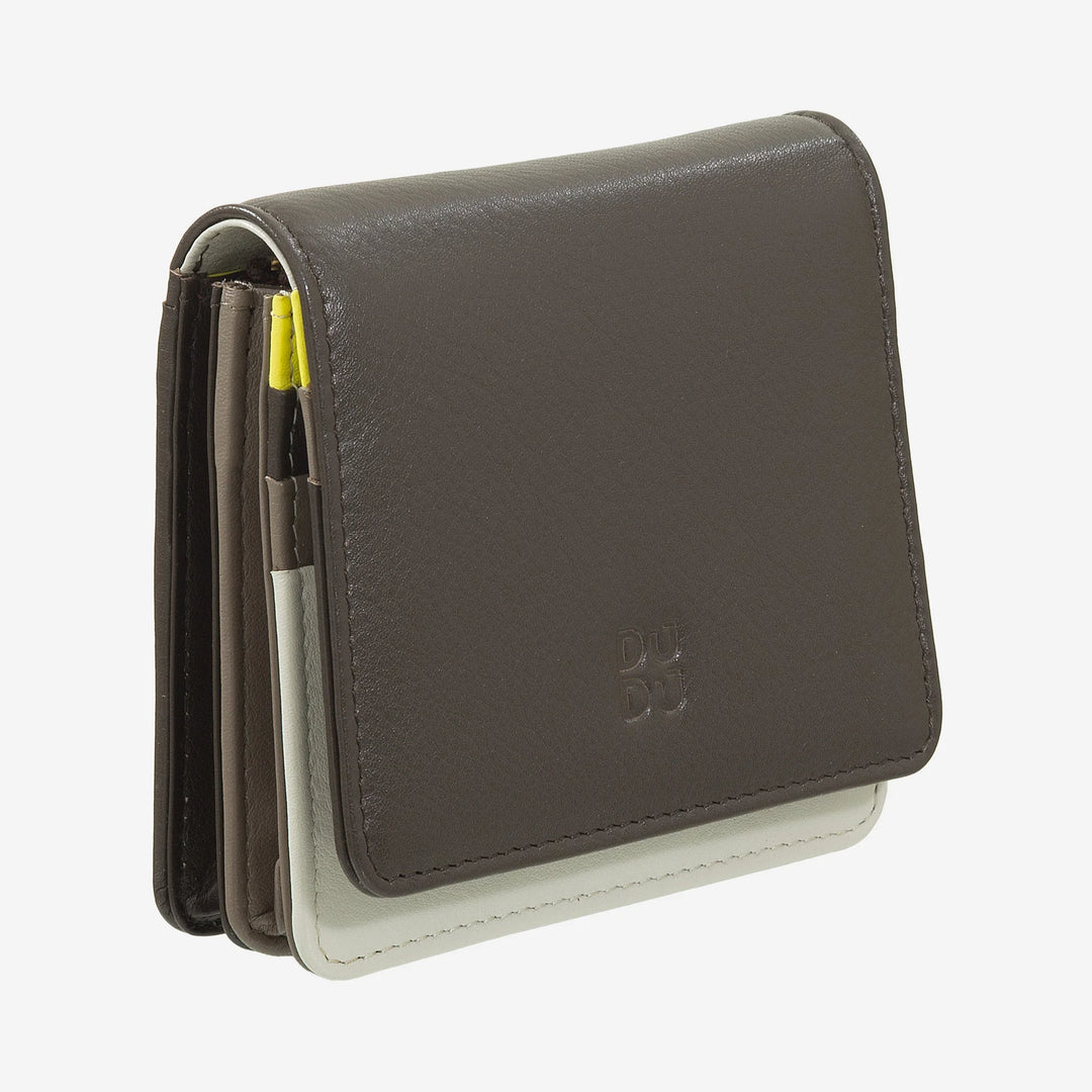 DUDU lille ultrakompakt farverig RFID-beskyttet læderpung til kvinder med indvendig lynlås og 8 kortholdere