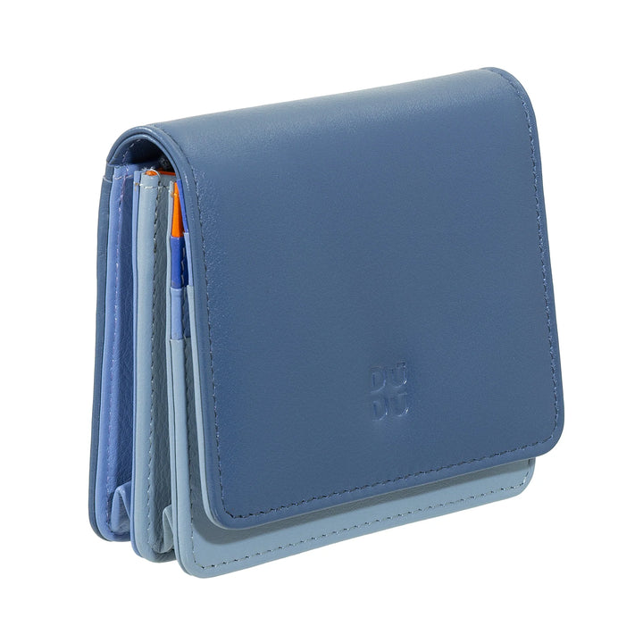 DUDU Portafoglio Donna Piccolo in Pelle Schermato RFID Colorato Ultra Compatto con Zip Interna e 8 Porta Carte Tessere