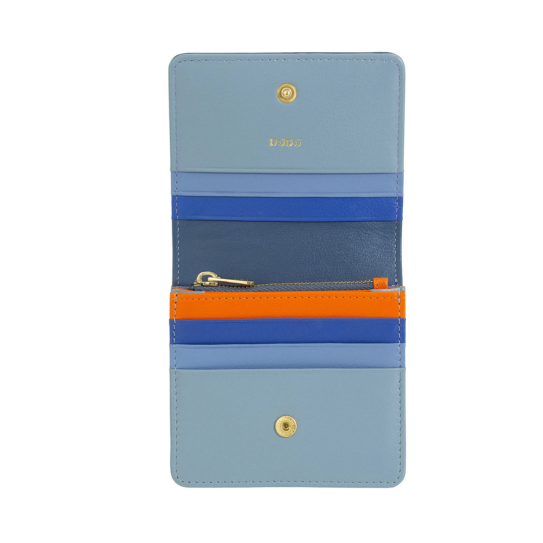 DUDU Portafoglio Donna Piccolo in Pelle Schermato RFID Colorato Ultra Compatto con Zip Interna e 8 Porta Carte Tessere