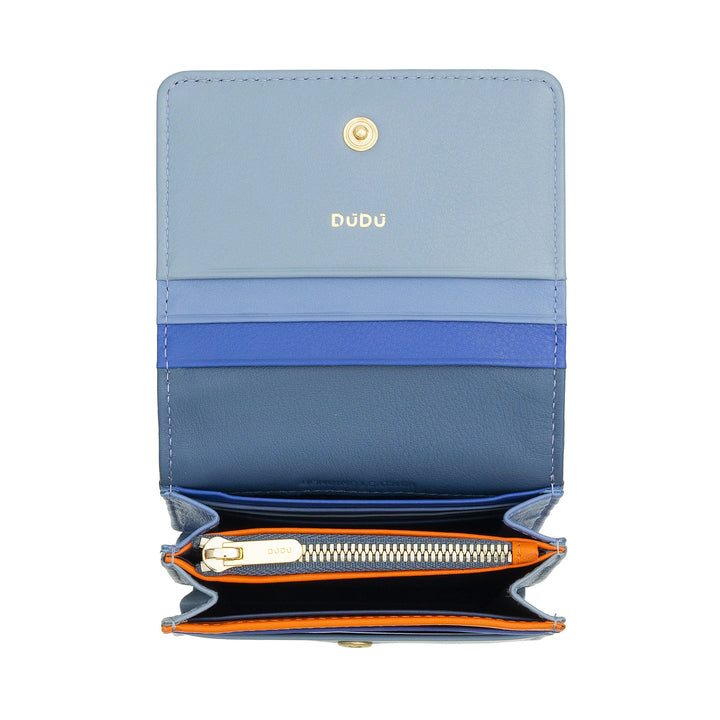 DUDU Portafoglio Donna Piccolo in Pelle Schermato RFID Colorato Ultra Compatto con Zip Interna e 8 Porta Carte Tessere