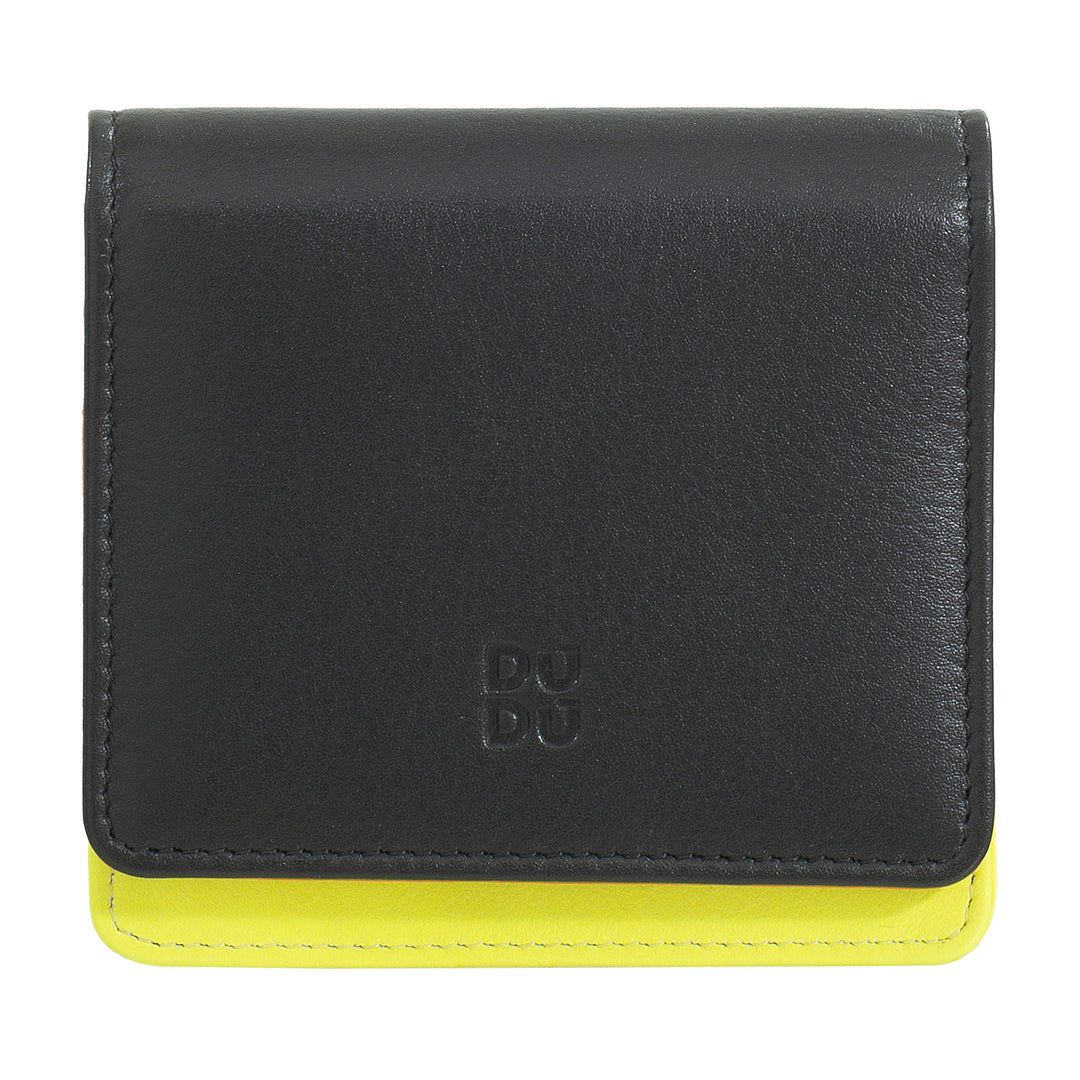 DUDU Small Ultra Compact Colorful RFID Shielded Leather Women's Wallet with Internal Zip and 8 Card Holders