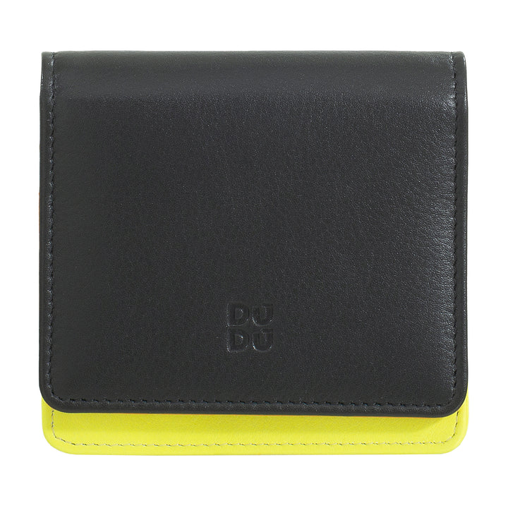 DUDU Small Ultra Compact Colorful RFID Shielded Leather Women's Wallet with Internal Zip and 8 Card Holders
