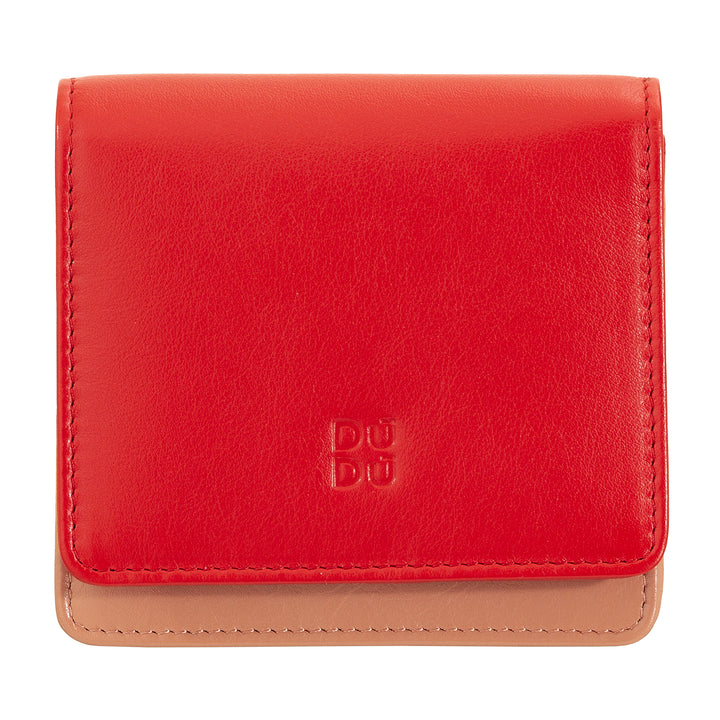 DUDU Kleine, ultrakompakte, farbenfrohe Damenbrieftasche aus Leder mit RFID-Schutz, Innenreißverschluss und 8 Kartenfächern
