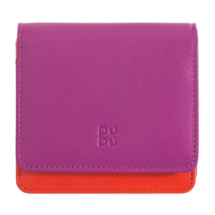 DUDU Small Ultra Compact Colorful RFID Shielded Leather Women's Wallet with Internal Zip and 8 Card Holders