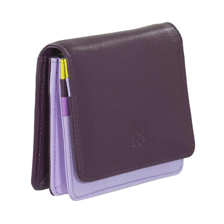 DUDU Small Ultra Compact Colorful RFID Shielded Leather Women's Wallet with Internal Zip and 8 Card Holders