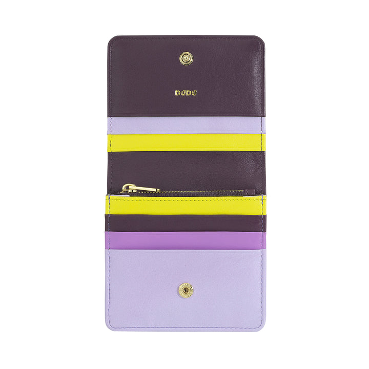 DUDU Small Ultra Compact Colorful RFID Shielded Leather Women's Wallet with Internal Zip and 8 Card Holders