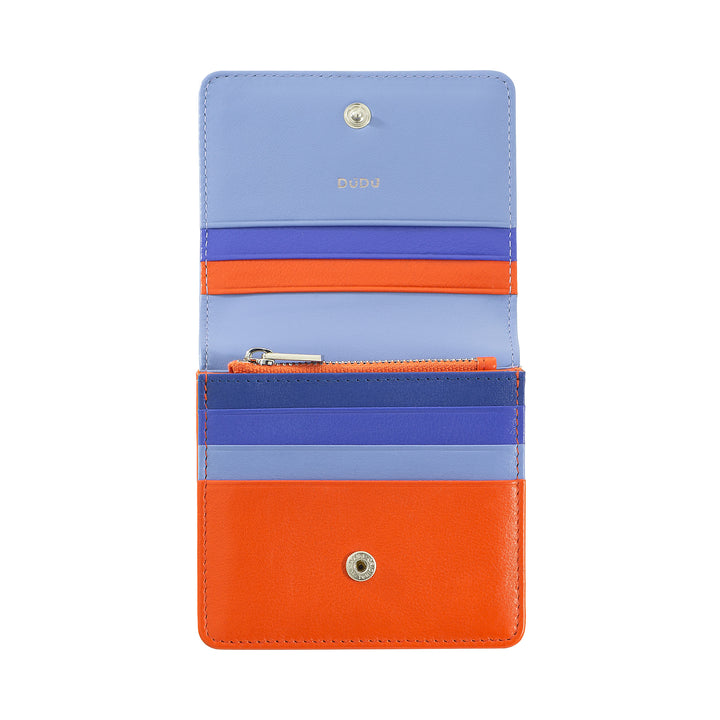 DUDU Small Ultra Compact Colorful RFID Shielded Leather Women's Wallet with Internal Zip and 8 Card Holders