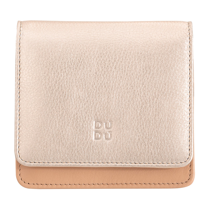 DUDU Mały, ultrakompaktowy, kolorowy, skórzany portfel damski z ochroną RFID, z wewnętrznym zamkiem błyskawicznym i 8 kieszeniami na karty