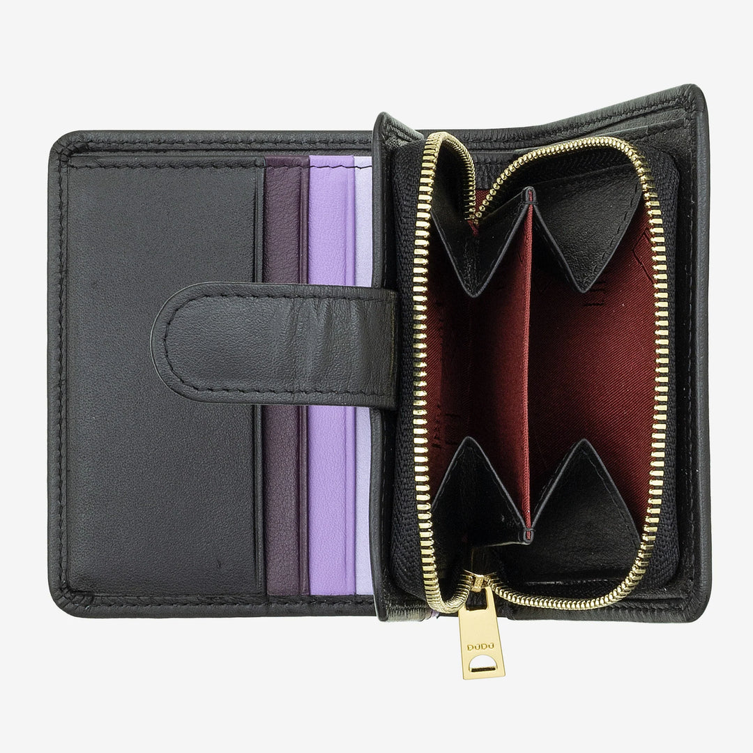 DUDU pieni naisten nahkalompakko, jossa vetoketjullinen kolikkokukkaro, kompakti kukkarolompakko nappikiinnikkeellä, setelipidike, korttipidike ja RFID-suoja