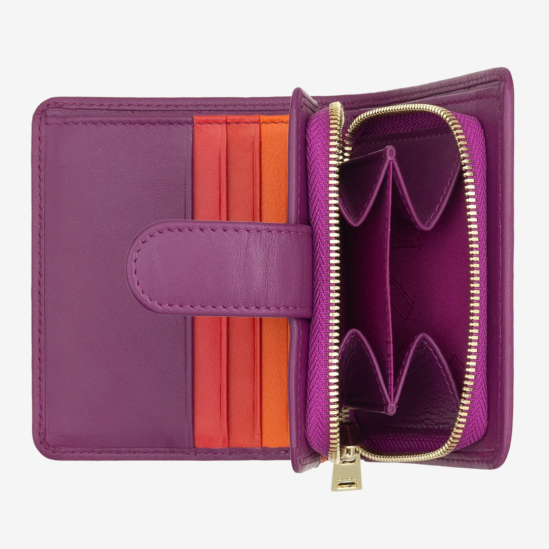 DUDU lille læderpung til kvinder med møntpung med lynlås, kompakt pung pung med knaplukning, seddelholder, kortholder og RFID-beskyttelse