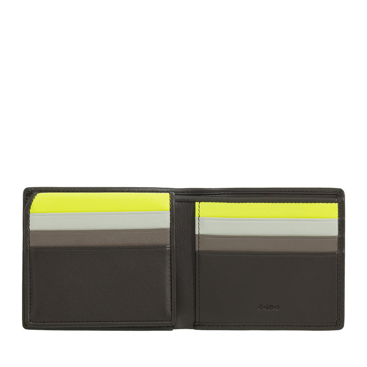 DUDU Small RFID Men's Wallet in Multicolored Leather Card Holder
