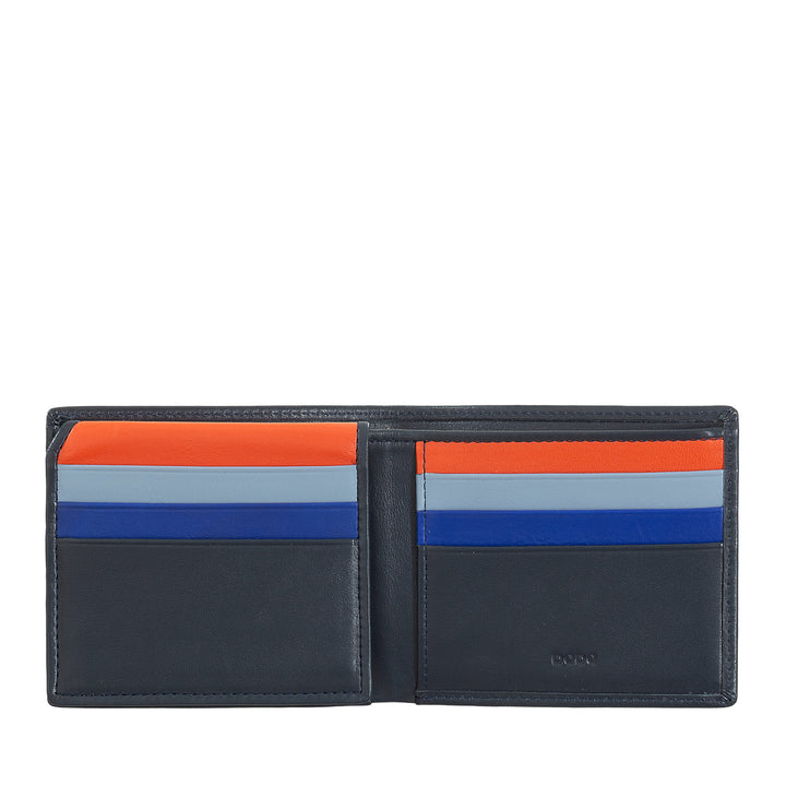 Cartera pequeña de hombre DUDU RFID en piel tarjetero multicolor